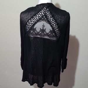 Chic Black Sweater with Lace Back